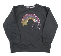 Tmavosivá mikina s dúhou a hvězdičkou z flitrů George