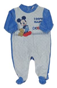 Světlemodro-modrý sametový overal s Mickey Disney