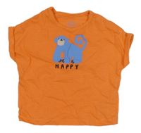 Oranžové melírované tričko s opičkou Next