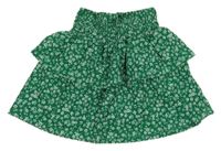 Tmavozelená kvietkovana mačkaná vrstvená sukňa C&A