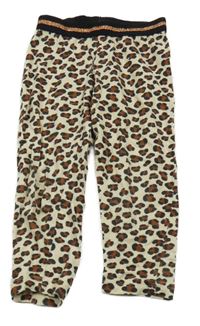 Světlebéžovo-černo-tmavohnědé vzorované slabé tepláky se třpytivým pruhem ZEEMAN