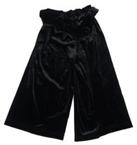 Čierne zamatové široké nohavice s opaskom little kids