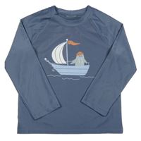 Tmavosivé UV tričko s lodí s mrožom