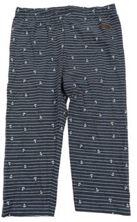 Tmavomodro-biele pruhované melírované capri legíny s kotvami YIGGA