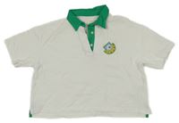 Bielo-zelené polo crop tričko s nášivkou ESPRIT