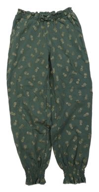 Khaki paper bag teplákové nohavice so zlatými ananásy C&A