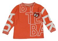 Tmavooranžová oversize mikina s logy a očima a pruhmi TED BAKER