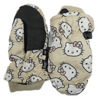 Béžovo-černé šusťákové zimní palcové rukavice s Kitty Sanrio