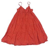 Červené bodkované plátenné šaty H&M