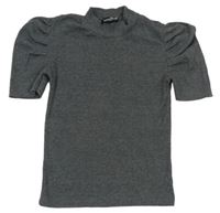 Sivé rebrované crop tričko