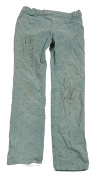 Svetlozelené menšestrové elastické skinny nohavice so srdiečkami H&M