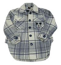 Modro-biela kockovaná košeľová flaušová bunda s Mickeym zn. Primark