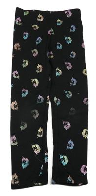 Černé teplé legíny s jednorožci H&M