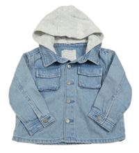 Modro-svetlosivá rifľová bunda s teplákovou kapucňou Primark