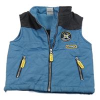 Modro-antracitová šušťáková zateplená vesta s nášivkami Papagino