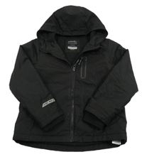 Čierna pruhovaná šušťáková zateplená bunda s kapucňou Primark