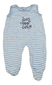 Světlemodro-bílé pruhované dupačky s nápisom a hviezdami