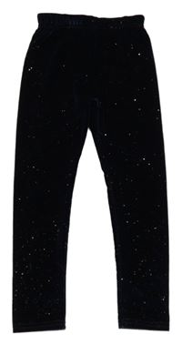 Tmavomodré trblietavé zamatové legíny