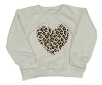 Biela mikina so vzorovaným srdcem