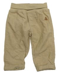 Pískové manšestrové podšité kalhoty s úpletovým pasem Topomini