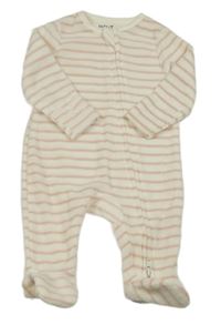 Smetanovo-růžový pruhovaný fleecový overal Tu