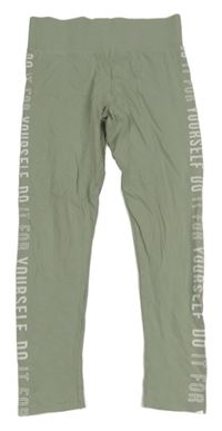 Zelenošedé legíny s nápismi George