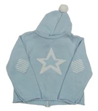 2set - Světlemodrý svetr s hvězdou + pletená čepice s bambulí