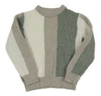 Sivo-kaki-biely vlnený sveter Reiss