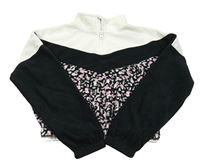 Čierno-bielo-vzorovaná fleecová crop mikina Nutmeg