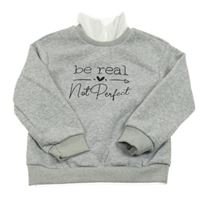 Sivá melírovaná mikina s nápisom a rolákom Shein