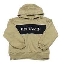 Pískovo-čierna mikina s nápisom a kapucňou Studio