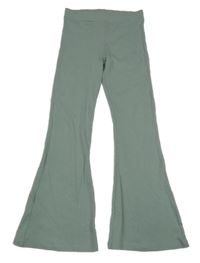 Zelenošedé žebrované flare legíny M&S