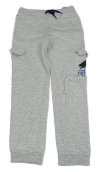 Světlešedé melírované cargo tepláky s mývalem Kids