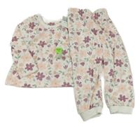 Nové - Smetanové květované plyšové pyžamo Primark