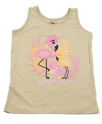 Béžový top s plameňáky Dopodopo