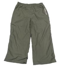 Khaki šušťákové podšité capri nohavice s nápisom TCM