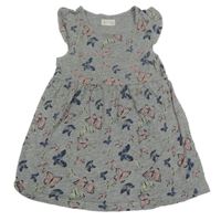 Sivé melírované bavlnené šaty s motýly Impidimpi