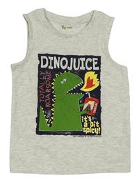 Světlešedé melírované tílko s dinosaurem Tu