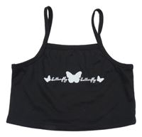 Čierny crop top s motýly Shein