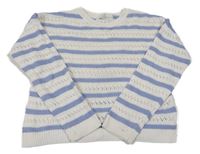 Bielo-modrý pruhovaný perforovaný sveter H&M