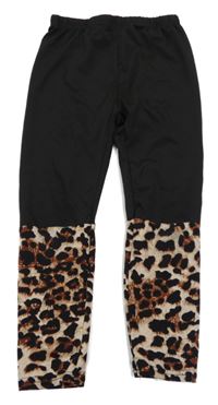 Čierno-béžovo-hnedé legíny s leopardím vzorom Shein