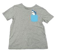 Sivé melírované tričko so žralokom George