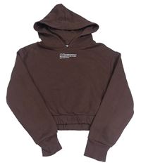 Hnědá crop mikina s nápisem a kapucí H&M