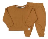 2 set - hnědé žebrované triko + tepláky Primark