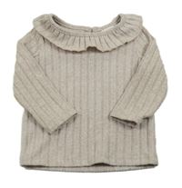 Svetlobéžové pletené rebrované tričko s volánikom Primark