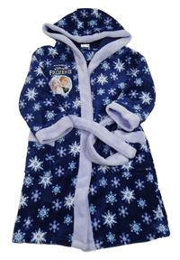 Tmavomodro-fialový chlupatý župan s vločkami a kapucí - Frozen 