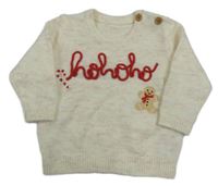 Smetanový melírovaný svetr s nápisem a perníčkem George