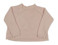 Svetloružový prepínaci sveter s mašlou