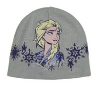 Světlemodrá třpytivá pletená čepice s Elsou 