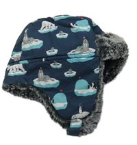 Tmavomodrá šusťáková zateplená beranice s mroži C&A